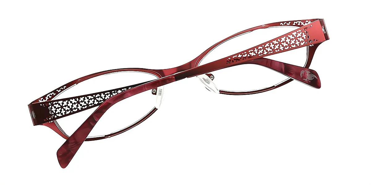 Red Oval Refined Metal Eyeglasses
