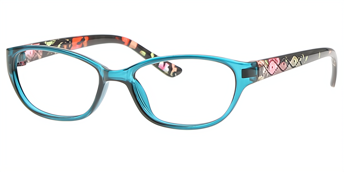 Blue Oval Simple Plastic Eyeglasses