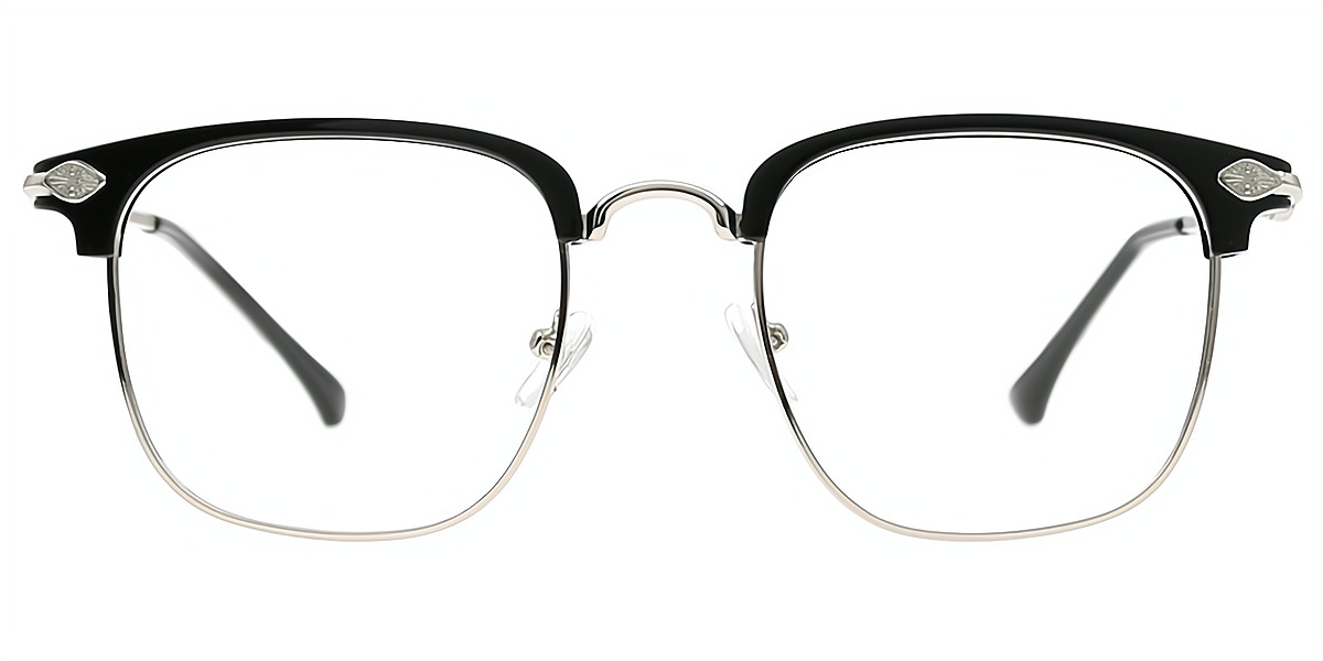 Black Browline Classic Mixed Materials Eyeglasses