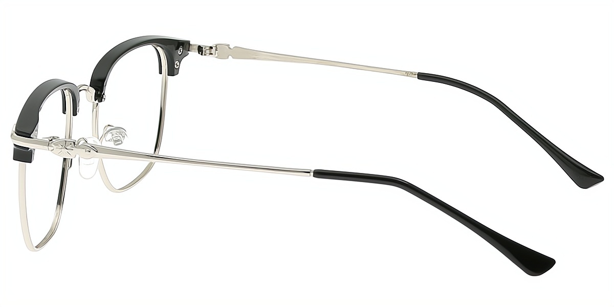 Black Browline Classic Mixed Materials Eyeglasses