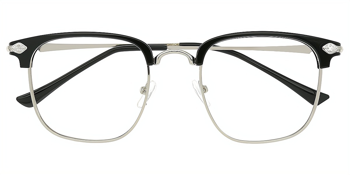 Black Browline Classic Mixed Materials Eyeglasses