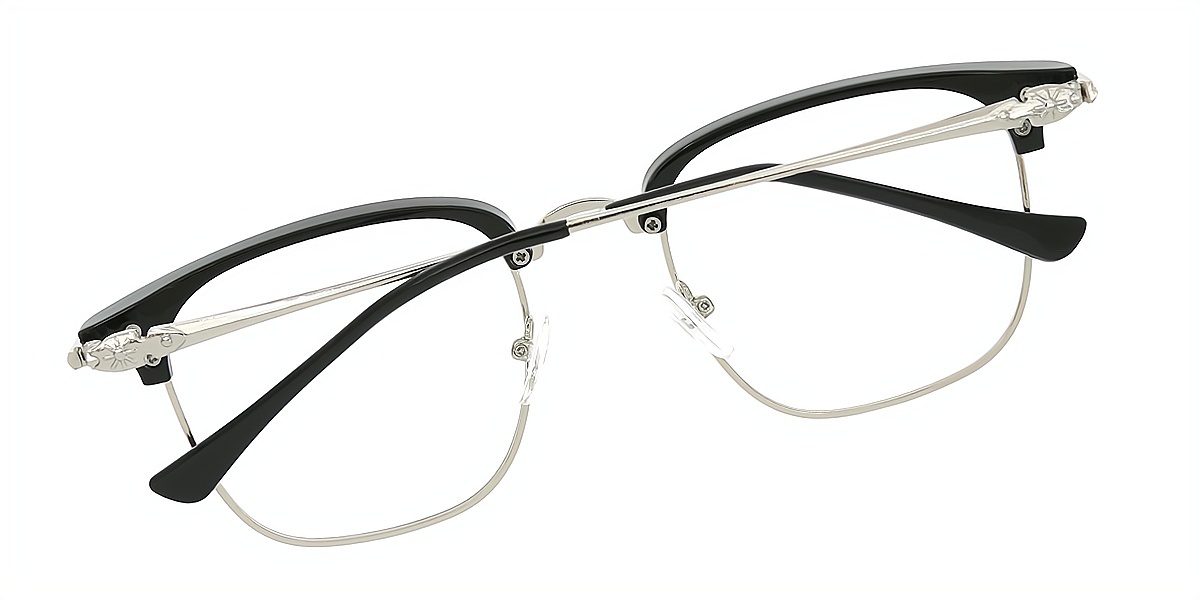 Black Browline Classic Mixed Materials Eyeglasses