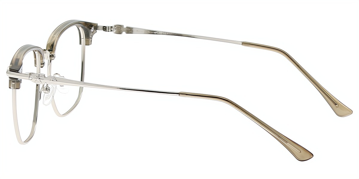 Light Green Browline Classic Mixed Materials Eyeglasses