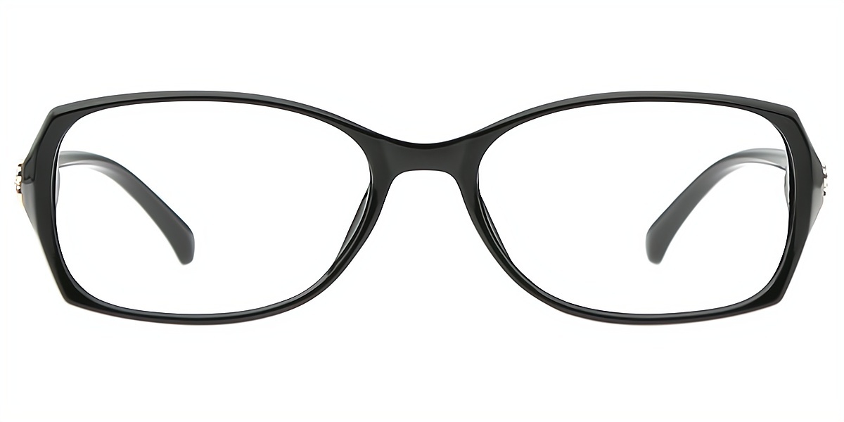 Black Oval Chic Plastic Eyeglasses