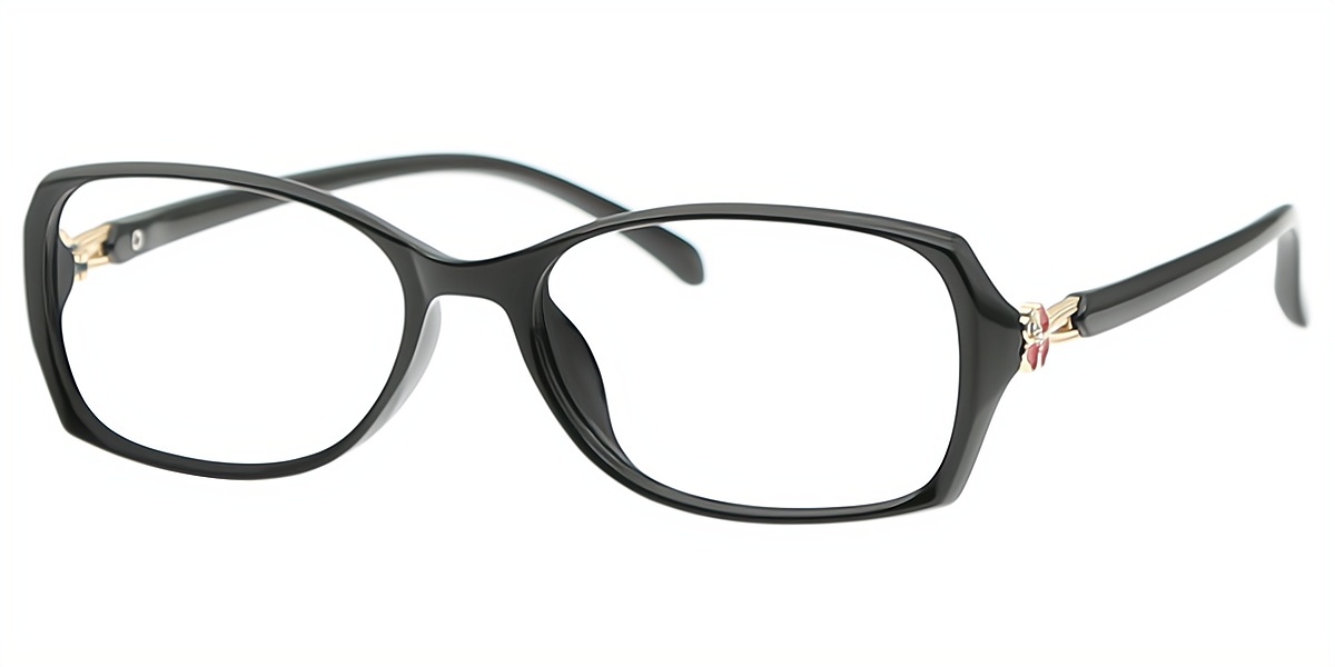 Black Oval Chic Plastic Eyeglasses