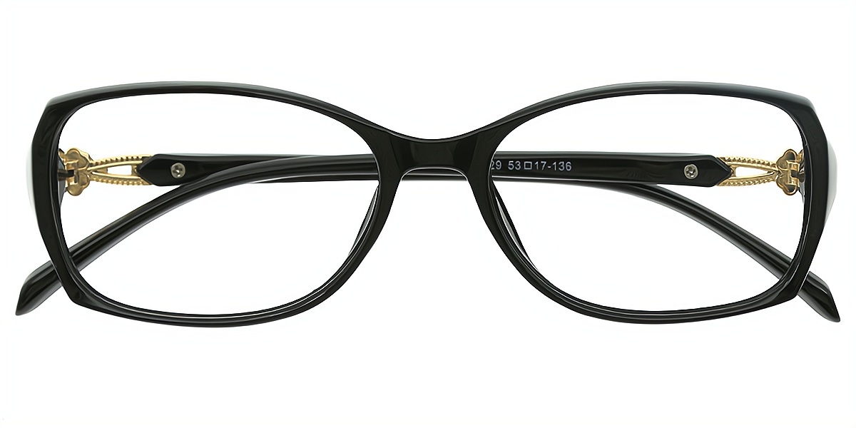Black Oval Chic Plastic Eyeglasses
