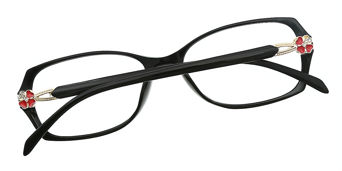 Black Oval Chic Plastic Eyeglasses