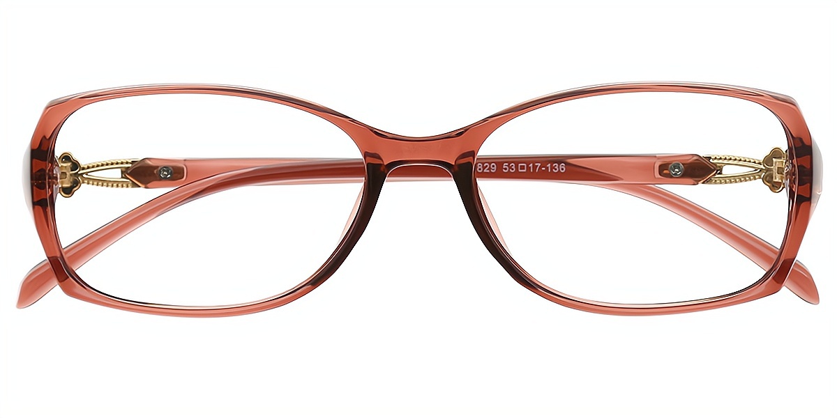 Brown Oval Chic Plastic Eyeglasses