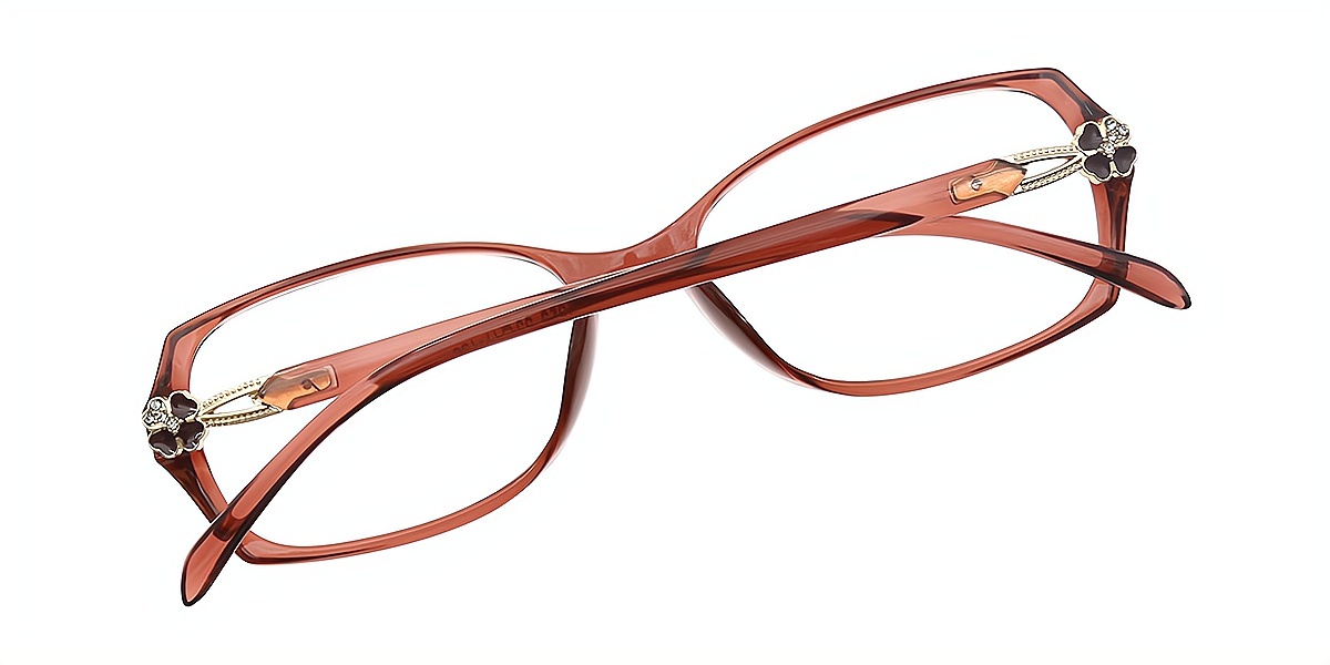 Brown Oval Chic Plastic Eyeglasses
