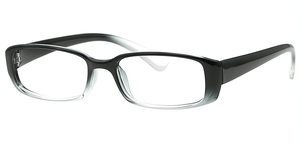 Black Gradient Rectangle Retro Plastic Eyeglasses