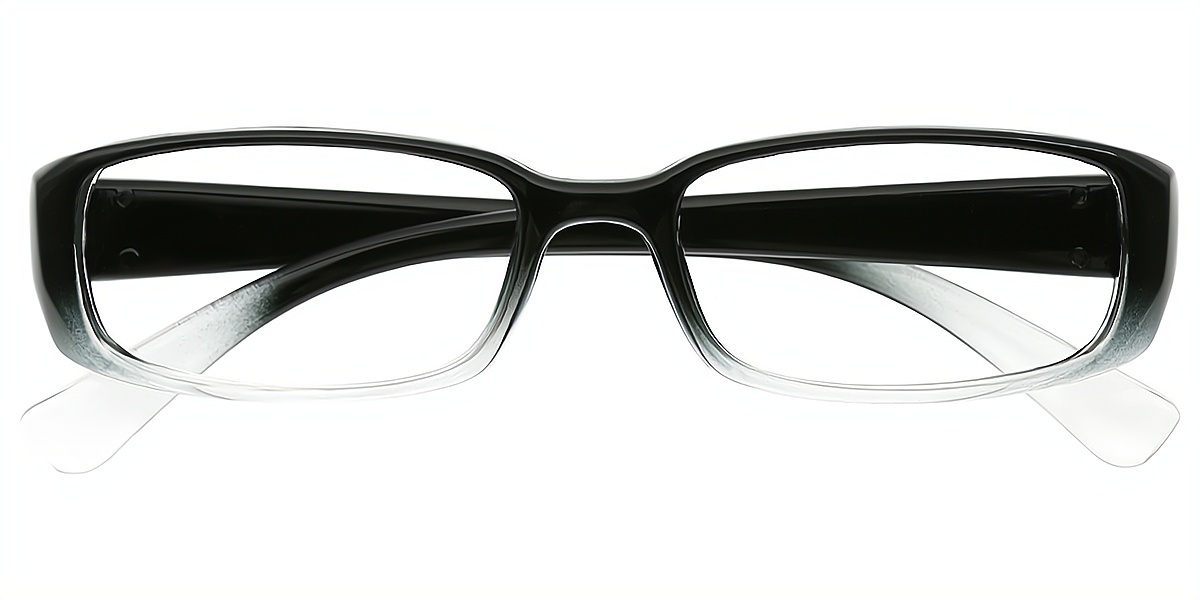 Black Gradient Rectangle Retro Plastic Eyeglasses
