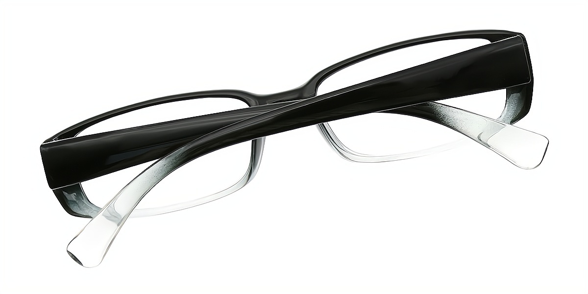 Black Gradient Rectangle Retro Plastic Eyeglasses