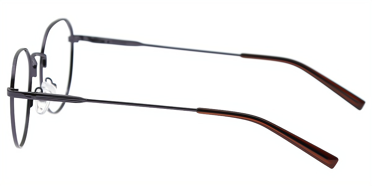 Brown Oval Simple Thin Metal Eyeglasses