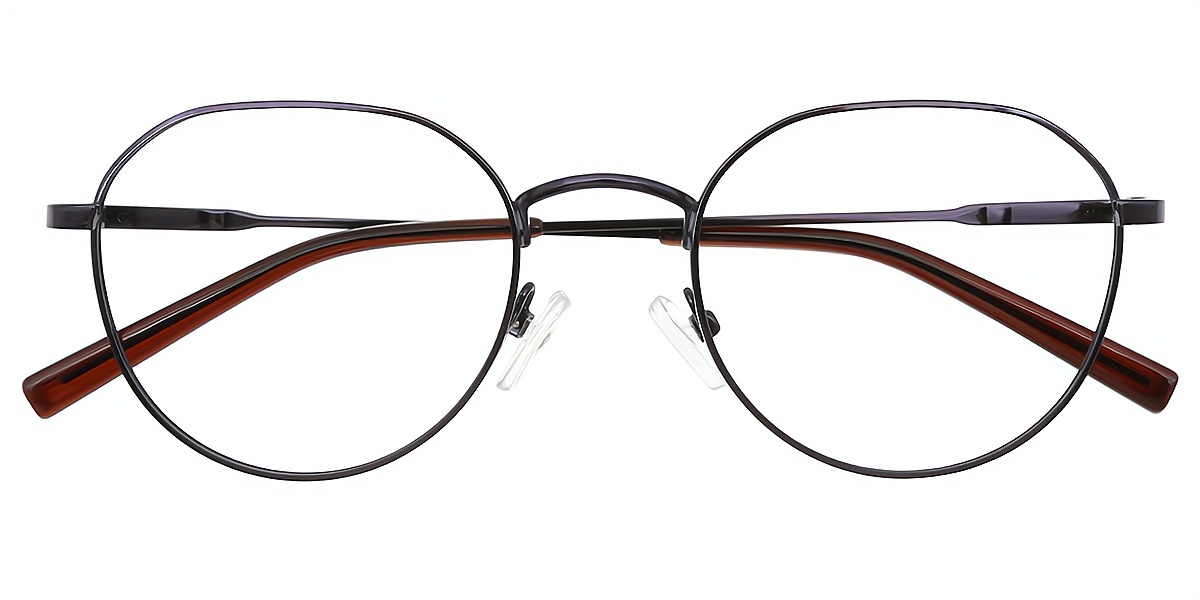 Brown Oval Simple Thin Metal Eyeglasses