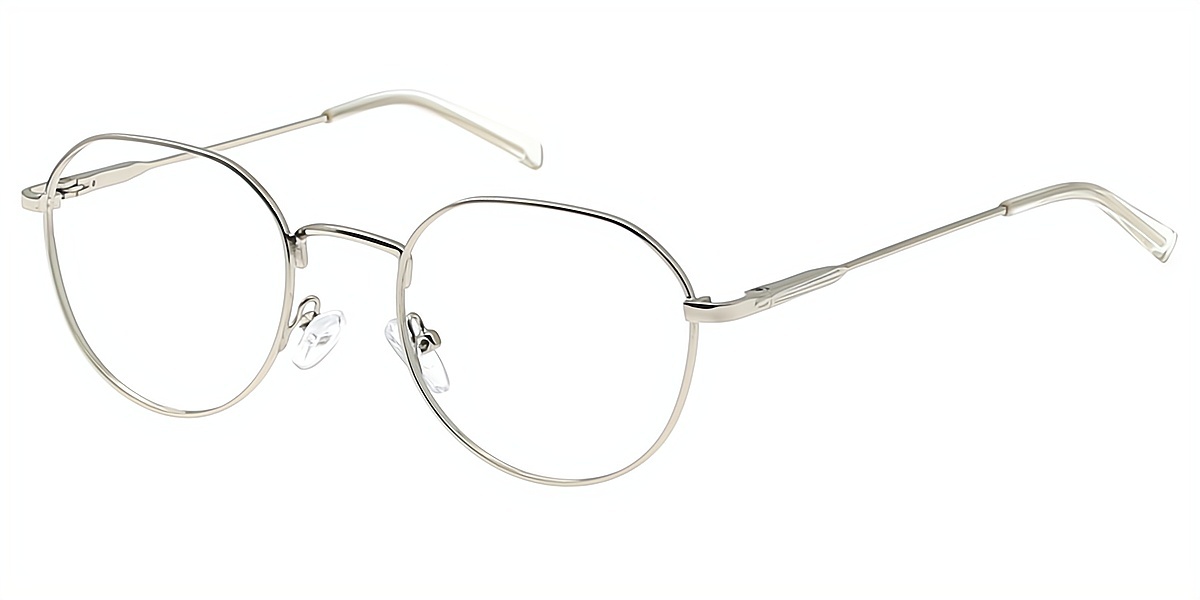 Silver Oval Simple Thin Metal Eyeglasses