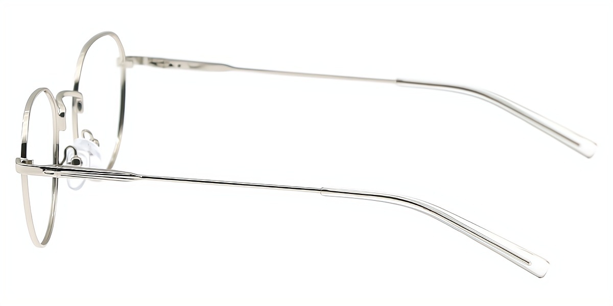 Silver Oval Simple Thin Metal Eyeglasses