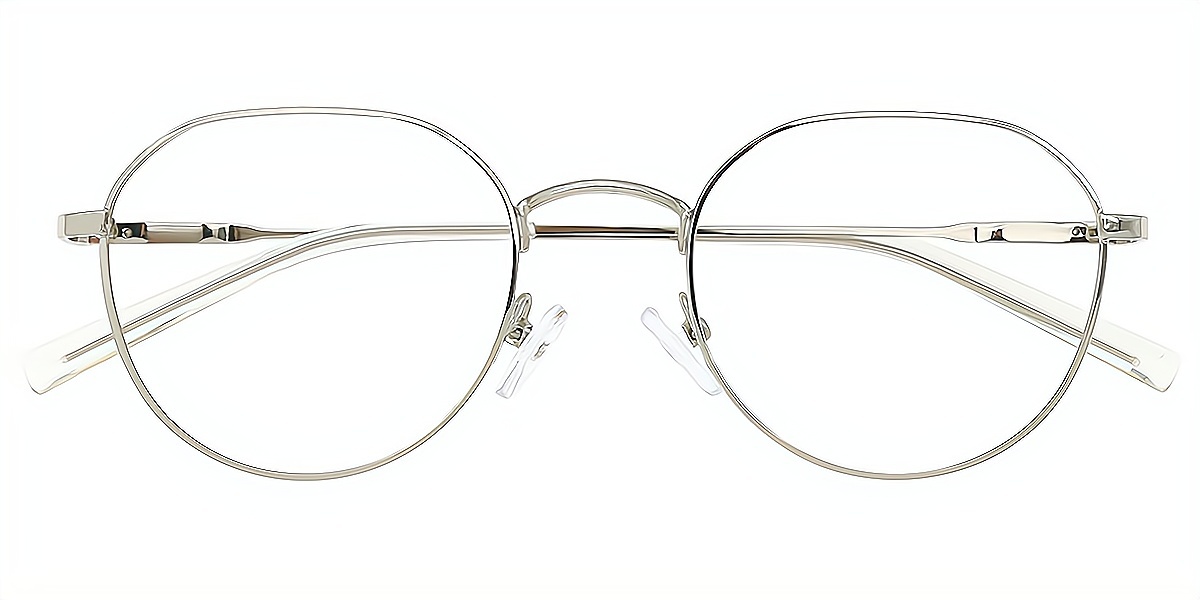 Silver Oval Simple Thin Metal Eyeglasses
