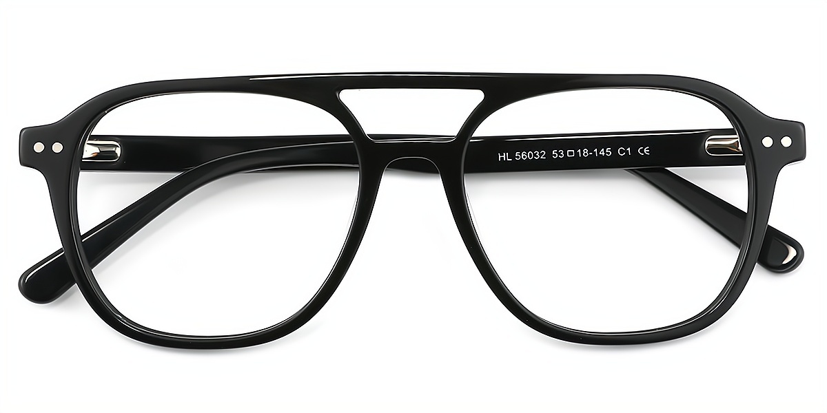Black Aviator Classic Oversized TR90 Eyeglasses