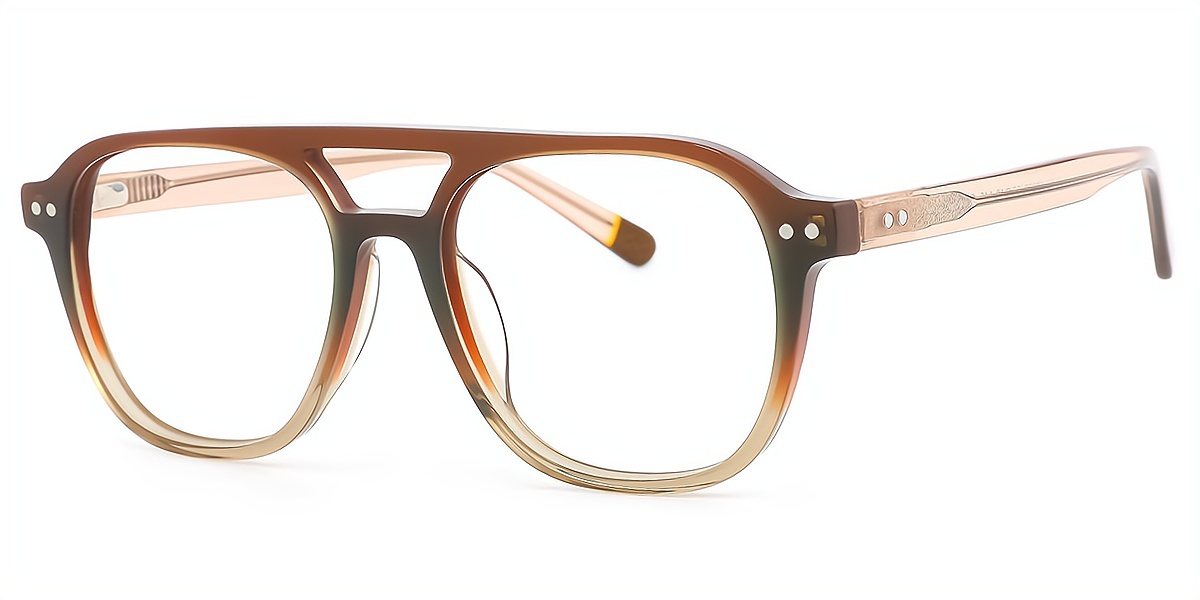 Brown Aviator Classic Oversized TR90 Eyeglasses