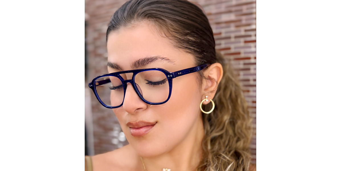 Blue Aviator Classic Oversized TR90 Eyeglasses