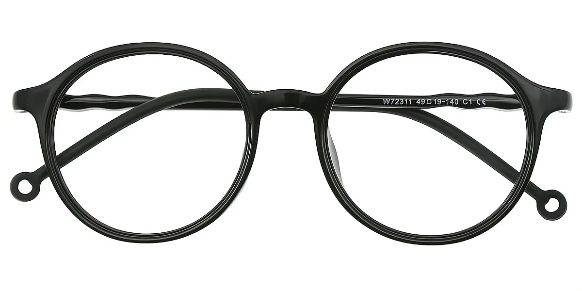 Black Round Retro TR90 Eyeglasses