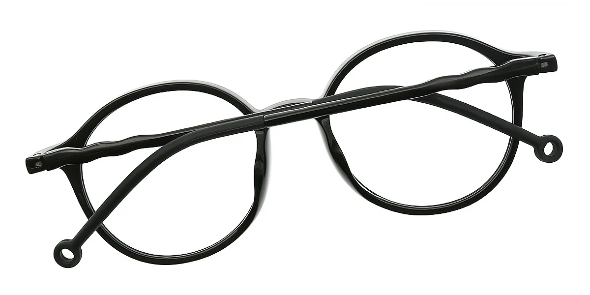 Black Round Retro TR90 Eyeglasses