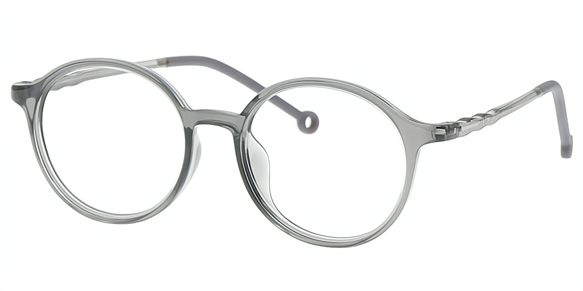Gray Round Retro TR90 Eyeglasses