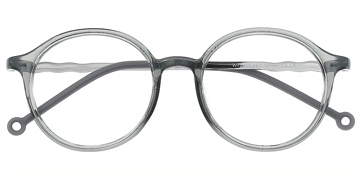 Gray Round Retro TR90 Eyeglasses