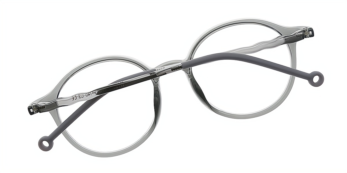 Gray Round Retro TR90 Eyeglasses