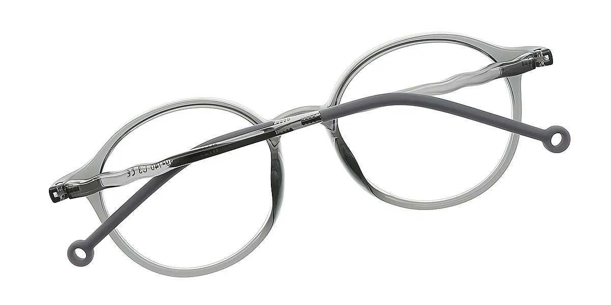 Gray Round Retro TR90 Eyeglasses