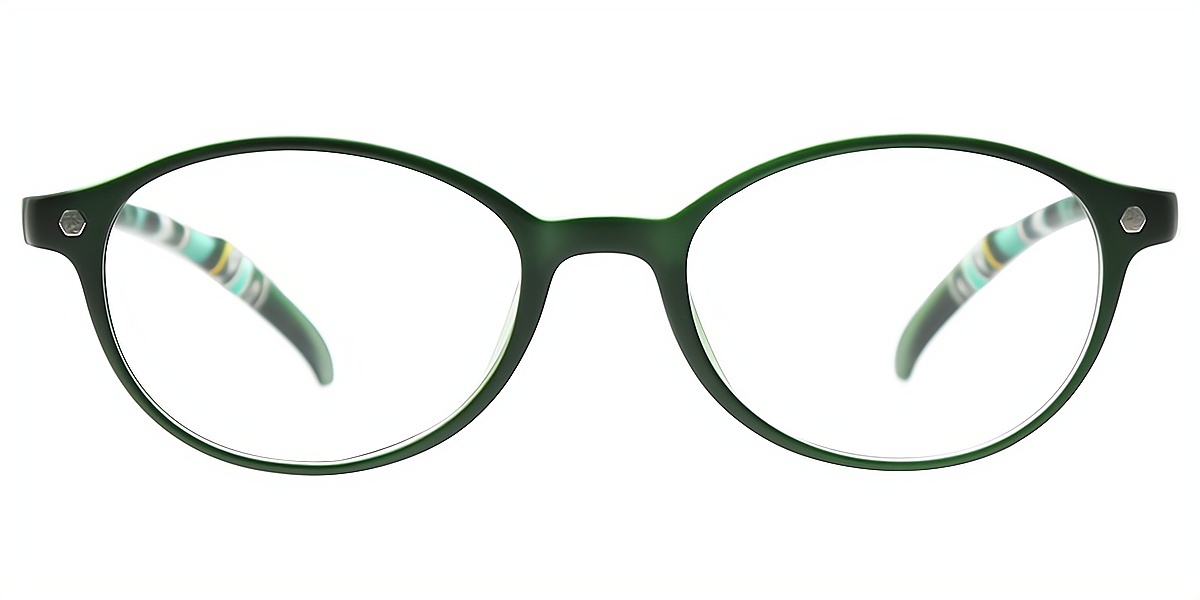 Green Oval Retro Horn TR90 Eyeglasses
