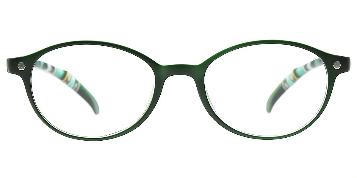 Green Oval Retro Horn TR90 Eyeglasses
