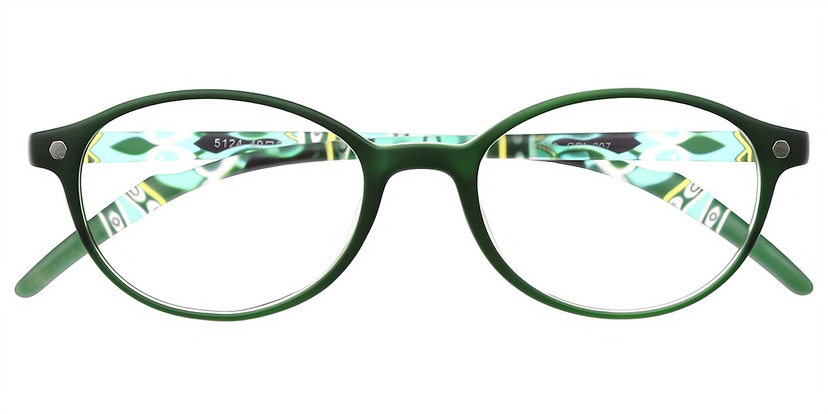 Green Oval Retro Horn TR90 Eyeglasses