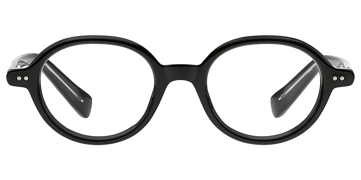 Black Oval Retro Horn TR90 Eyeglasses