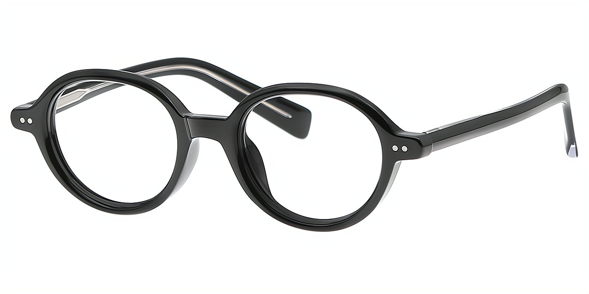 Black Oval Retro Horn TR90 Eyeglasses