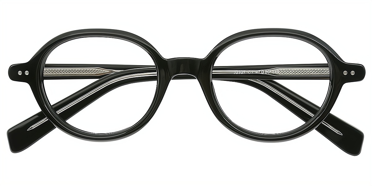 Black Oval Retro Horn TR90 Eyeglasses