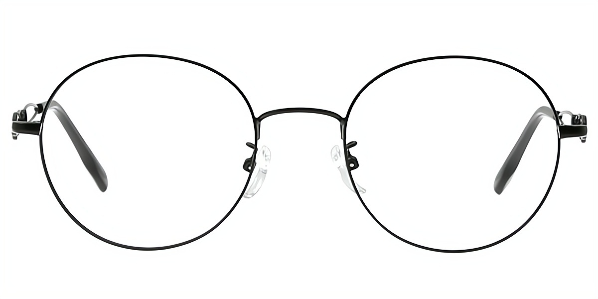 Black Round Elaborate Metal Eyeglasses