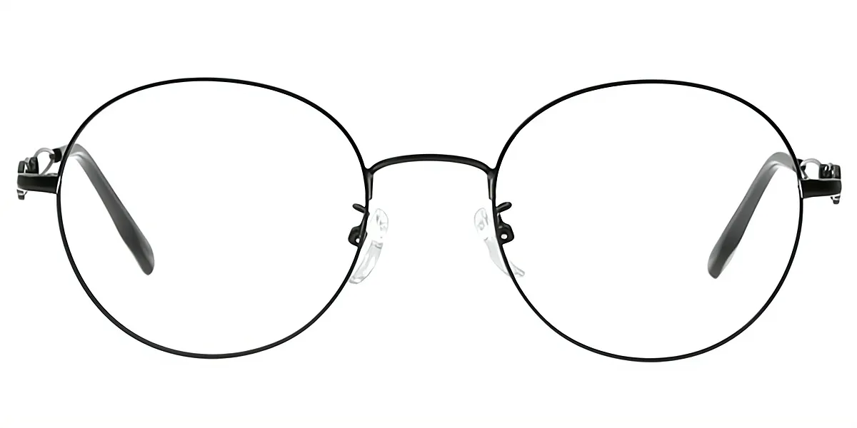Black Round Elaborate Metal Eyeglasses