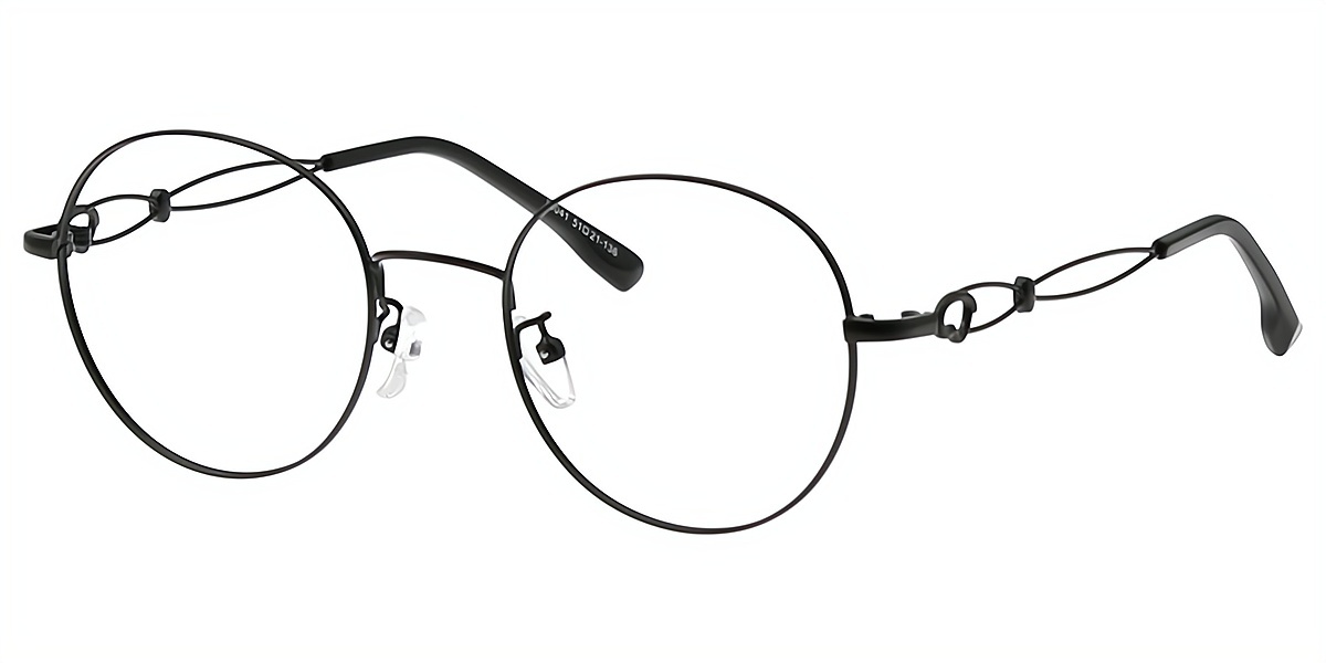 Black Round Elaborate Metal Eyeglasses