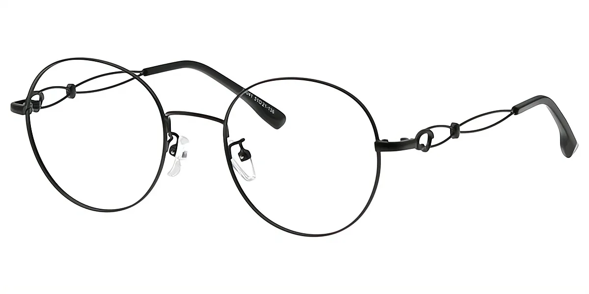 Black Round Elaborate Metal Eyeglasses