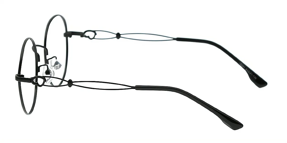 Black Round Elaborate Metal Eyeglasses