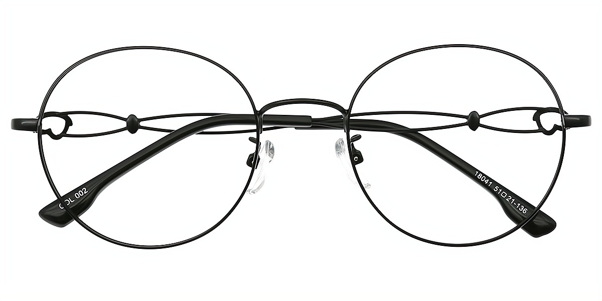 Black Round Elaborate Metal Eyeglasses