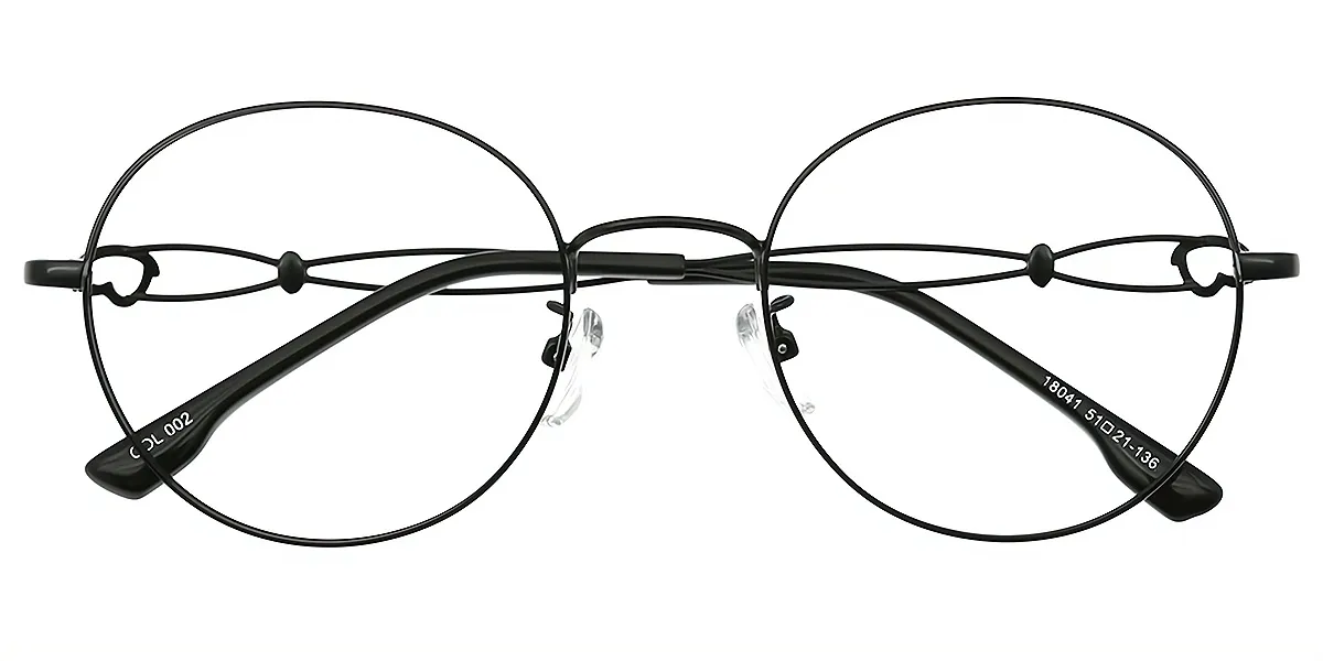 Black Round Elaborate Metal Eyeglasses