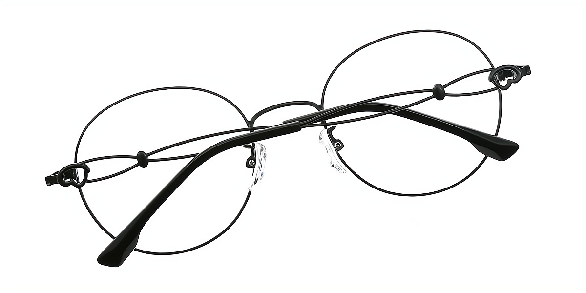 Black Round Elaborate Metal Eyeglasses