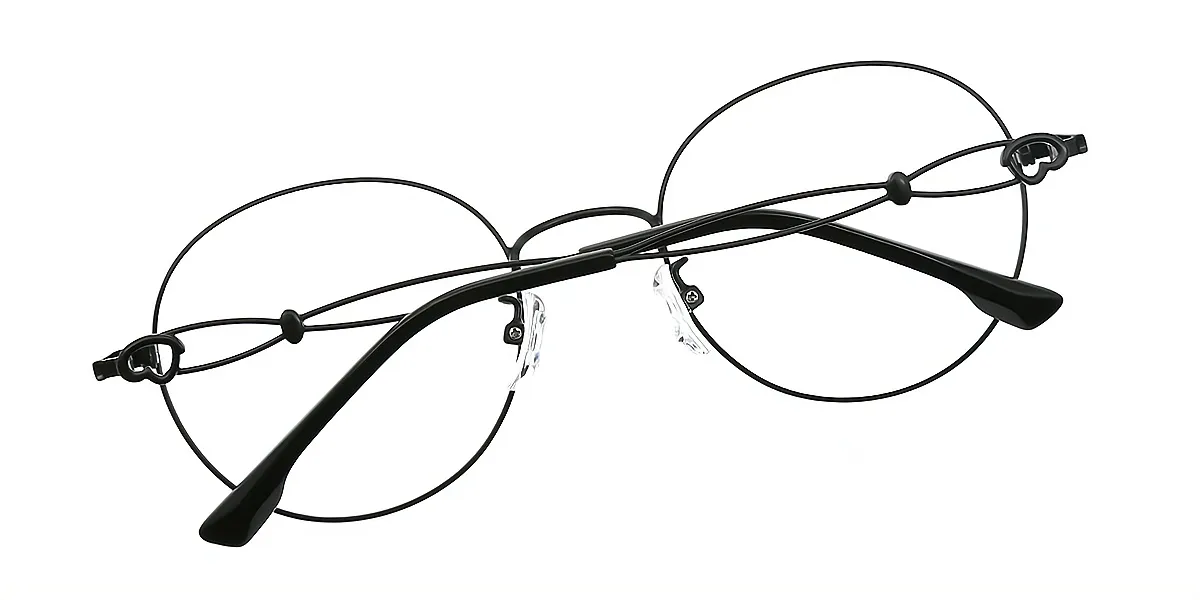 Black Round Elaborate Metal Eyeglasses