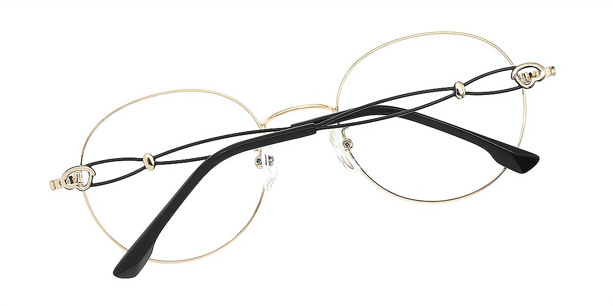 Golden Round Elaborate Metal Eyeglasses