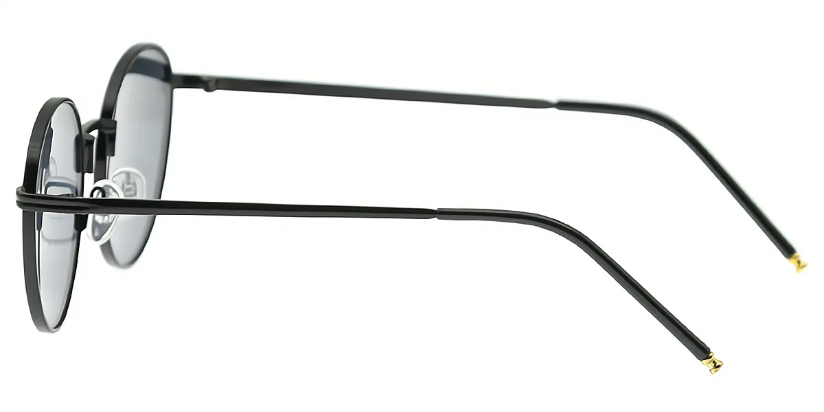 Black Oval Retro Metal Eyeglasses