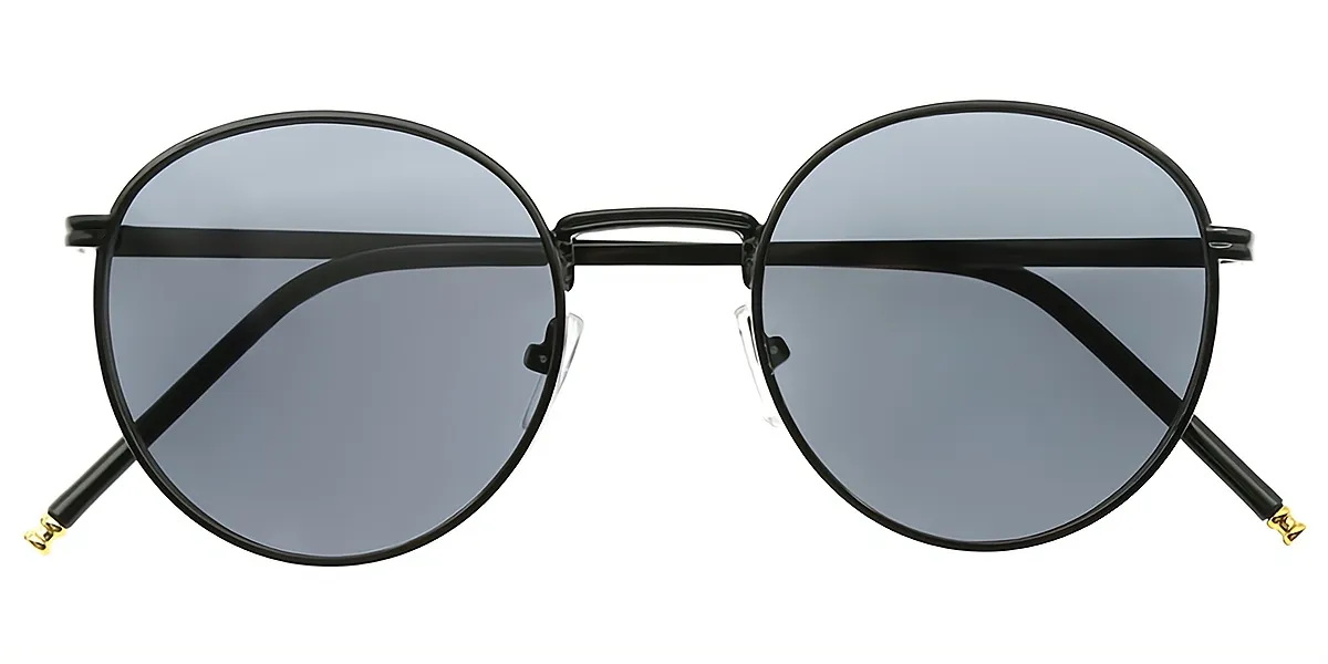 Black Oval Retro Metal Eyeglasses