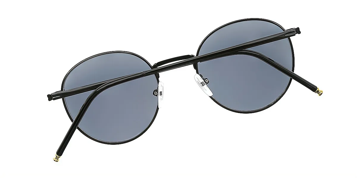 Black Oval Retro Metal Eyeglasses