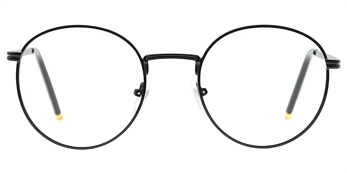Black Oval Retro Metal Eyeglasses